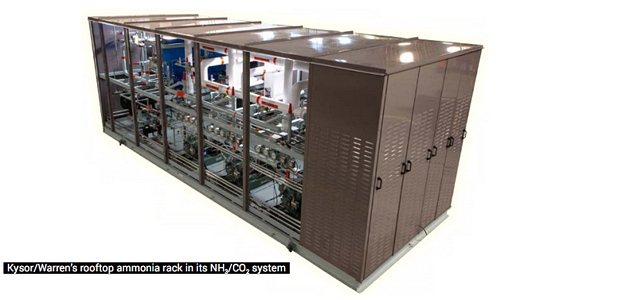 Kysor/Warren’s rooftop ammonia rack in its NH3/CO2 system